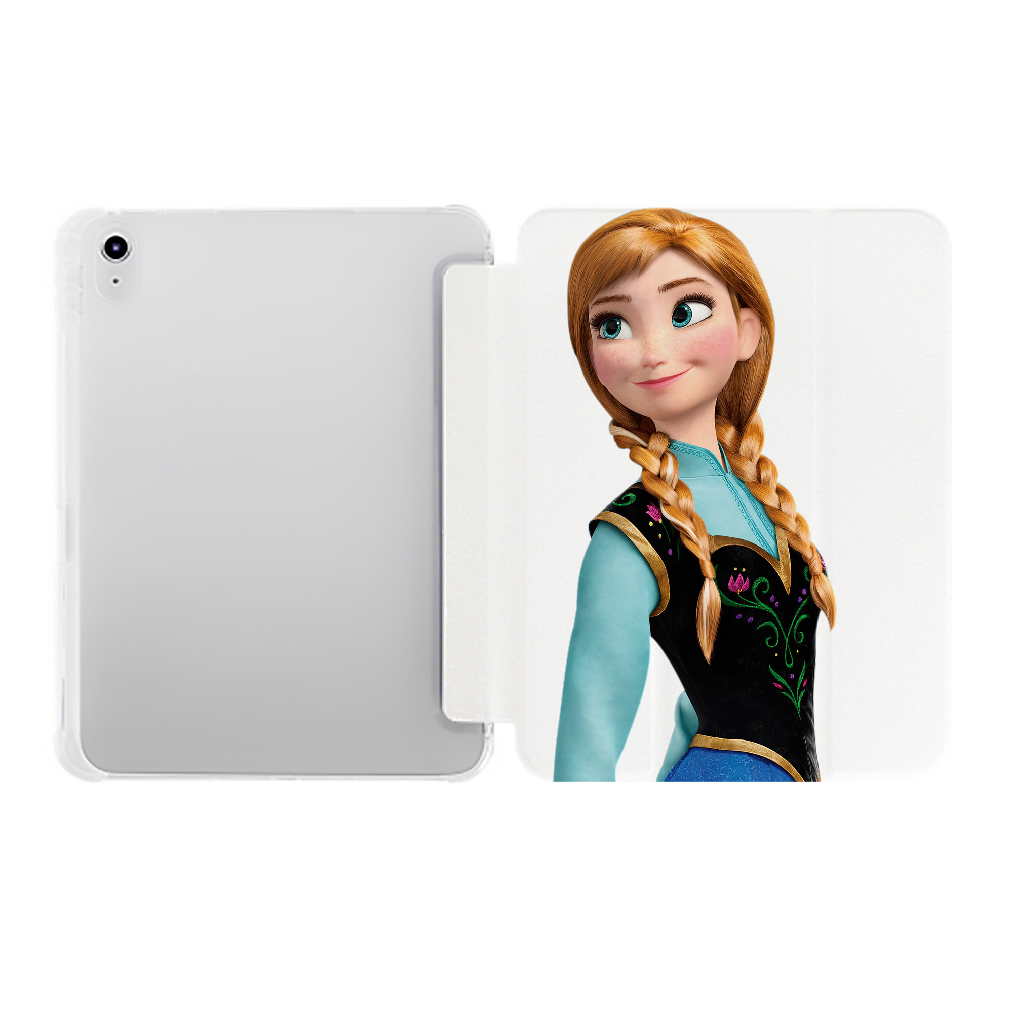 （画像用） アナと雪の女王 アンナ エルサ Frozen Anna Elsa IPad ケース ペン収納付き 三つ折りスタンド PUレザー×シリコン 対応機種9.5/10.5/10.9インチ